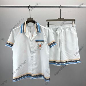 24SS Designer-Herren-Trainingsanzüge, Herren-Set, Hawaii-Buchstabendruck, kurze Damen-T-Shirts, luxuriöse Freizeit-Reithosen, Baumwoll-Mann-weiße Shorts und T-Shirt-Sets
