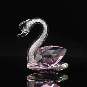 CRYSTAL SWAN FIGURINE GLASS Ornament Animal Paperweight Diamond Arts Collection Table Home Decoration Crafts Miniature Presents 2011215d