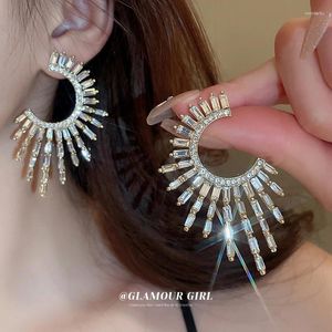 Ohrhänger, übertriebener Zirkonia-Ohrring, exquisiter, hohler, zarter, trendiger Schmuck für Frauen, klassischer koreanischer Modeschmuck