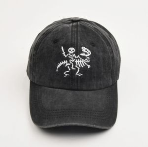 スケルトン騎士とドラゴン刺繍コットン野球帽子帽子hatsビンタグコットンヒップホップパパトラッカーハット240125