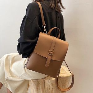 School Bags Backpack Shoulder Crossbody For Women Casual Retro 2024 Autumn Solid Concise All-match Large-capacity Office Lady