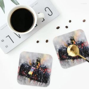 Bord mattor max verstappen F1 -kustunderlägg pvc läder placemats vattentät isolering kaffe för dekor hem kök matsalar uppsättning av 4