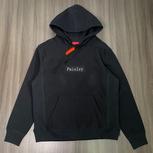 24SS USA Ağır Yapılan Sonbahar Kış Paisley Bandana Nakış Patchwork kapüşonlu kapüşonlu Sıcak Polar Hoody Erkek Kadınlar Kalın Sweatshirt Sakilleri 0201