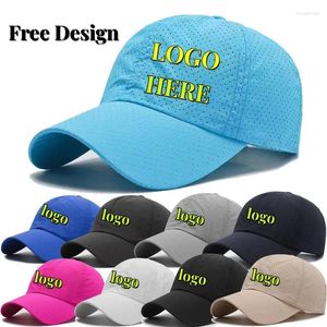 Bollmössor sommar snabb torr baaseball cap unisex anpassad gratis logo snapback hatt utomhus sport som kör ben andningsbara mesh solhattar