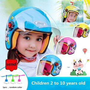 Capacetes de motocicleta moda crianças capacete scooterwinter sunshade proteção solar acidente menino e menina criança adorável