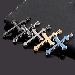 Pendant Necklaces Vintage Christian Bible Text Stainless Steel Cross Necklace Men Women Punk Bike Chain Jewelry Wholesale