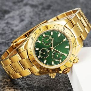 Designer Watches For Men Top the Master Luxury Watch 116508 116528 Series Watch Gold Rostfritt stål Fall Green Dial 6952 ST9 M258T