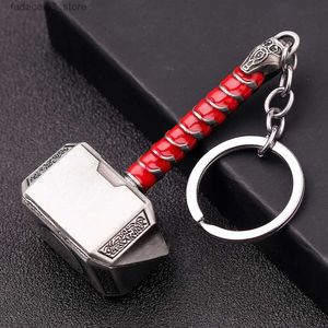 Keychains Lanyards Superhero Avengers Movie Keychain Thor Hammer Metal Keychain Men Women Car Keyring Fans Gift Kids Key Ring Q240201