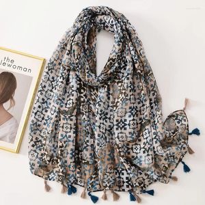 Schals 2024 Herbst Winter Spanien Luxus Marke Viskose Schal Schal Damen Mode Druck Wrap Neck Snood Pashminas Muslim Hijab 180 90 cm