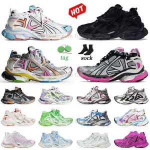 Luxury Track Runners 7 7.0 7.5 Designerskor Herrkvinnor Big Size 12 Leather White Black Silver Pink Nylon Mesh Tracks Runner 77.0 Trainers Paris Platform Sneakers Tenis