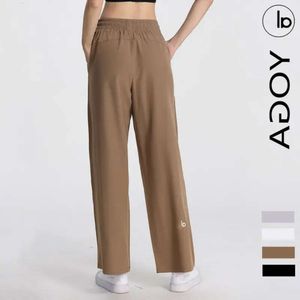 Yoga Al08 bär kvinnors joggingbyxor redo att dra repet stretchig lös bred ben ytterkläder hög midja andningsbar rak ben PA 87