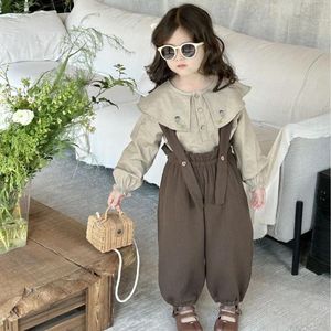 Trousers 2024 Spring Children's Wear Korean Girls' Solid Color Backband Pants Flower Bud