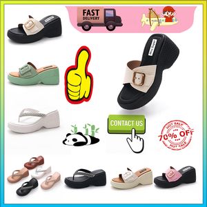 Designer Casual Platform High rise thick soled PVC slippers man Woman Light weight resistant Leather rubber soft soles sandals Flat Summer Beach Slipper