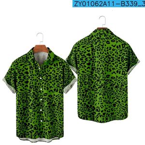 Mens Hawaiian T-Shirt Y2K Hombre Fashion Shirt Hawaiian Leopard Print 3D Print Cozy Casual Short Sleeve Beach Oversized Clothes 240201