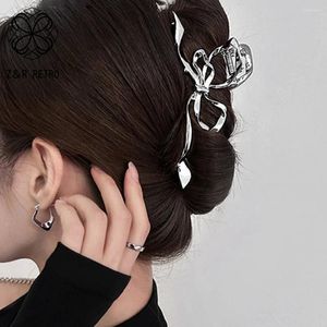 Hair Clips Kpop Woman Silver Color Irregular Hairpins Punk Style Metal Claws Bow Women Accessories Ponytail Headwear
