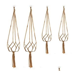 Planters POTS Plant Hanger Jute Rope Flower Pot Handmade stickhållare Hanging Basket With Hook For Inhoor Home Home Garden Bal Dhdok