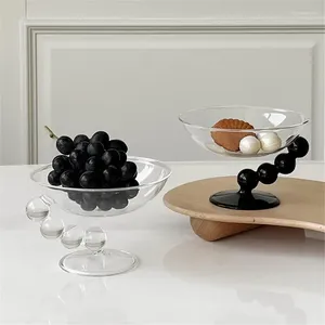 Plates Nordic Transparent Glass Bowl Home Coffee Table Decoration Fruit Dessert Ice Cream Jewelry Storage Tray Snack Plate