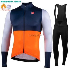 Herrspår 2024Winter Jackets Racing Cycling Long Seves Jersey Set Warm Fece Bike Triathlon Road Clothingh2421