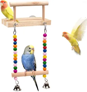 Andra fågelförsörjningar spegel trä interaktiv lek leksak med abborre för små papegoja budgies parakit cockatiel conure lovebird bur