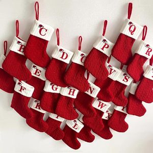 Decorações de natal chapéu vermelho carta meias navidad natal árvore meia ornamento presente tricô floco de neve decoração 2024