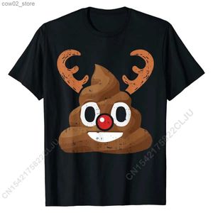 Men's T-Shirts Poop Reindeer Shirt Funny Christmas Poo Emot Gift T-Shirt Top T-shirts For Boys Crazy Men Tops Shirt Funny Group Cotton Q240201