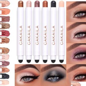 Eye Shadow 6pcsset Glitter Eyeshadow Stick Concealer Highlighter Eyeliner Lighten Watertproof varaktig smink Mtistick Pencil 230816 DHWGD