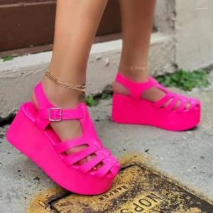 Sandals 2024 Summer Shoes For Women Buckle Strap Women's Super High Platform Casual Closed Toe Ladies