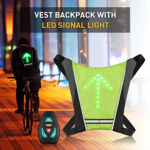 Colete reflexivo recarregável usb mochila com luz de sinal de volta led controle remoto esporte ao ar livre saco de segurança engrenagem para ciclismo 240123
