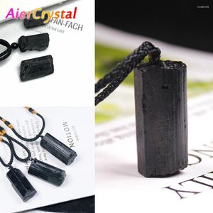 Pendants Natural Stone Necklace Black Tourmaline Pillar Pendant Coarse Fine Crystal Thick Healing Energy Jewelry Gift