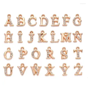 Charms 26st/Set Light Gold Plated Alloy Rhinestone Alphabet Letter A-Z Crystal för DIY 12.5-13.5x5.5-12x2.5mm hål: 1,4 mm