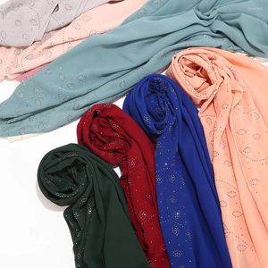 Abbigliamento etnico Sciarpa Hijab in chiffon con diamanti Sciarpa musulmana da donna Foulard lungo Hijab da donna Islam Scialle turbante turco