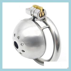 Other Health & Beauty Items Stainless Steel Stealth Lock Male Chastity Device Super Small Short Cock Cage Penis Ring Belt Drop Deliver Dh0Jf