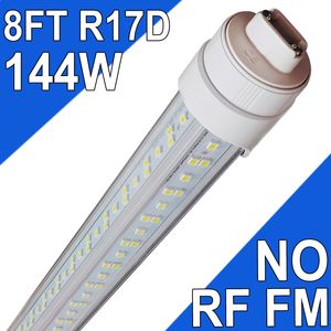 R17d tubo de luz LED de 8 pés, lâmpada em forma de V de 2 pinos, base HO giratória de 144W T8 T10 T12 para substituir a luz do tubo LED de 8 pés, 14400LM branco frio 6500K, tampa transparente, AC 90-277V Barn usastock