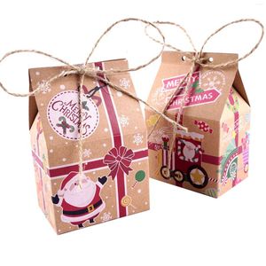 Present Wrap Christmas House Style Box Kraft Paper Candy Bag Cookies Boxes Party Supplies Favor