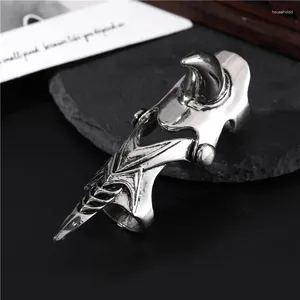 Cluster Rings Gothic Punk Knuckle Ring Retro Rhino Scroll Armor Metal Full Cool Men Boyfriend Gift Fine Jewlery