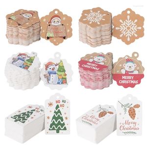 Juldekorationer 100 st presentförpackning Ornament Merry Santa Claus Etiketter Taggar Xmas år Presentförpackning