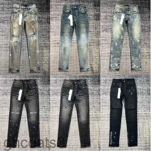 Lila Jeans für Herren, Designer-Stapelhose, Ksubi, zerrissen, High-Street-Marke, Patch-Loch, Denim, gerades Bein, Mode, Alphabet-Druck, Graffiti, High-End-Luxus