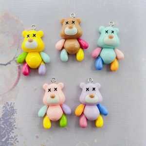 Charms 10pcs Cute Smile Bear Reisn pływający łatka symulowana zwierzęcy wisiorek płaski kolczyki DIY biżuteria Making Akcesoria