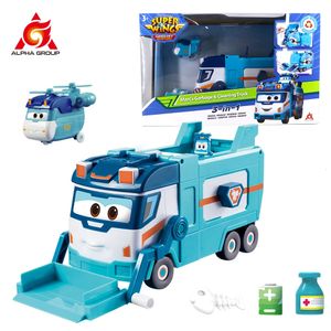 Super Wings Marcs Camion per la pulizia dei rifiuti 3in1 Street Sweep Patrol Modalità di riciclaggio dei rifiuti Trasformazione Giocattolo per bambini 240119