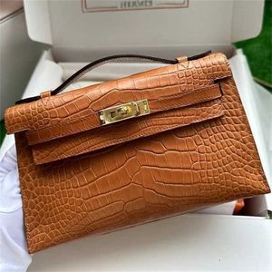 Borsa in pelle di coccodrillo di design fatta a mano 7A Pelle di vacchetta da donna8SEB