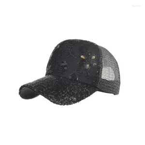 Ball Caps Charming Summer Sequin Fashion Fancy Shiny Mesh Baseball Cap Women Hip Hop Hat Glitter Dance Party Snapback BQ048