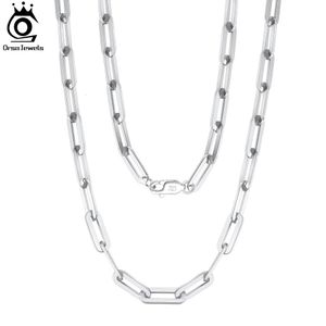 ORSA JEWELS Genuíno 925 prata esterlina clipe de papel corrente de pescoço 69312mm colar de ligação básica para homens mulheres joias SC39 240125