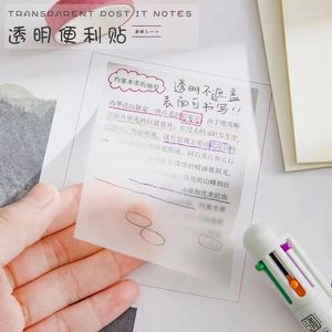 Folhas transparentes notas adesivas à prova d'água colorido bloco de notas papelaria escolar material de escritório diário caneta gel fofa