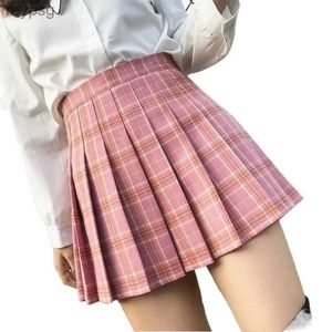 Skirts Pleated Skirt 2021 Summer Sexy High Waist Skirt Cute Girls School MiniSkirt Fashionable Women Plaid Skirts XS-2XL J168 YQ240201