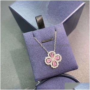 Necklaces Pendant Pendant Necklaces Designer Jewelry S Sterling Sier Hw Fl Diamond Four Leaf Grass Pendant Collar Chain For Female Minority High Sense E Dhnr7