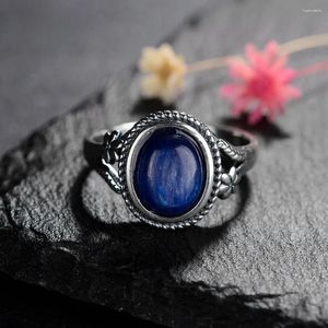 Cluster Rings Natural Kyanite Flower Shaped 925 Sterling Silver Ring Jewelry For Women Birthday Gift Fashion Fine