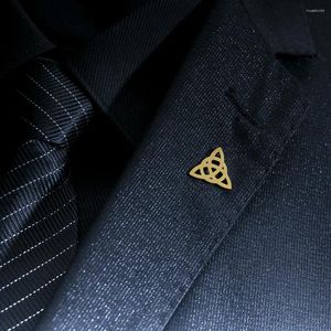 Brooches Tangula Vintage Celtic Knot Stainless Steel Mens Viking Amulet Jewelry Groom Shirt Suit Lapel Pin Wedding Accessories