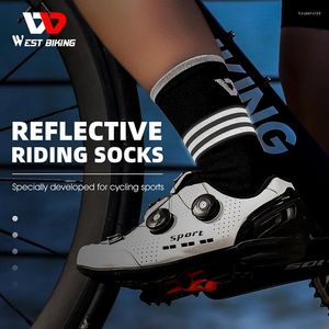 Sports Socks WEST BIKING Aero Cycling Non-Slip Reflective Striped Long MTB Racing Bike Compression Football