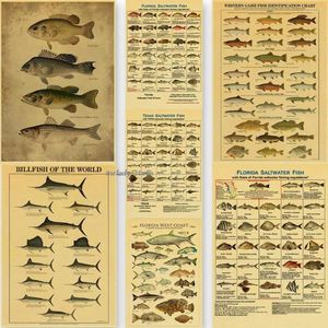 Paintings Marine Fish Poster Kraft Artistic Picture Fashionable Room Gift Cool Wall Bar Decorative Bedroom Painting