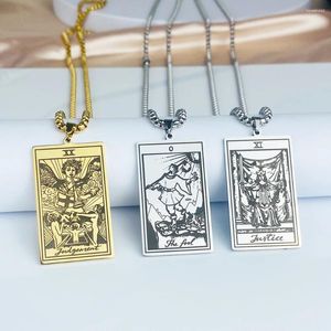 Ketten Retro Tarotkarten Esoterik Halskette Vintage Edelstahl Schmuck Kragen Glück Amulett Der Major Arcana Anhänger